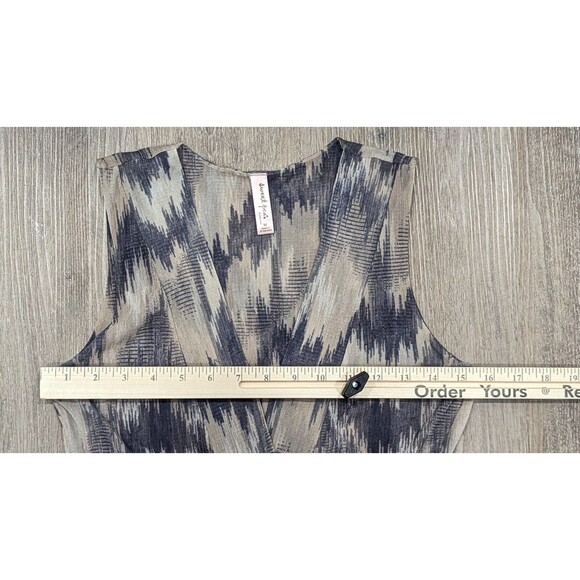 Sweet Pea Y2K Mesh Maxi Dress Medium Ikat Print Empire Waist Gray Beige - Picture 4 of 8